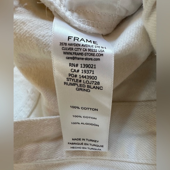 Frame denim white Le Original high-rise straight fit 100% cotton jean size 28 - Picture 9 of 12